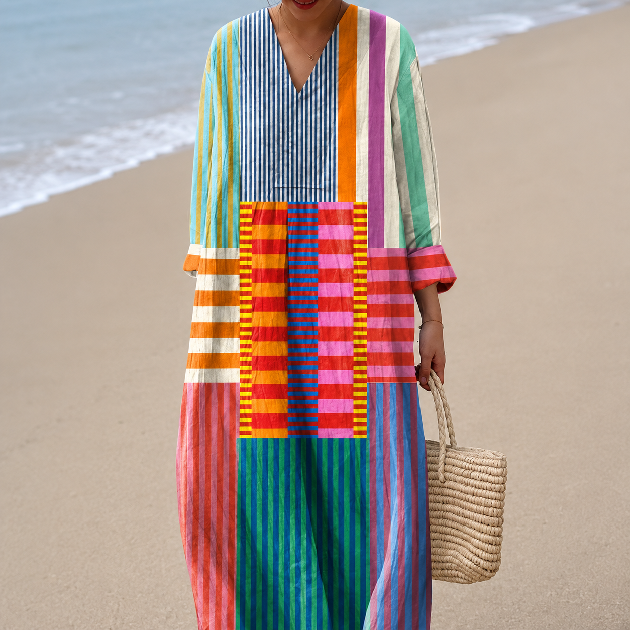 Lola - Vestido de Estampado Geométrico Retro