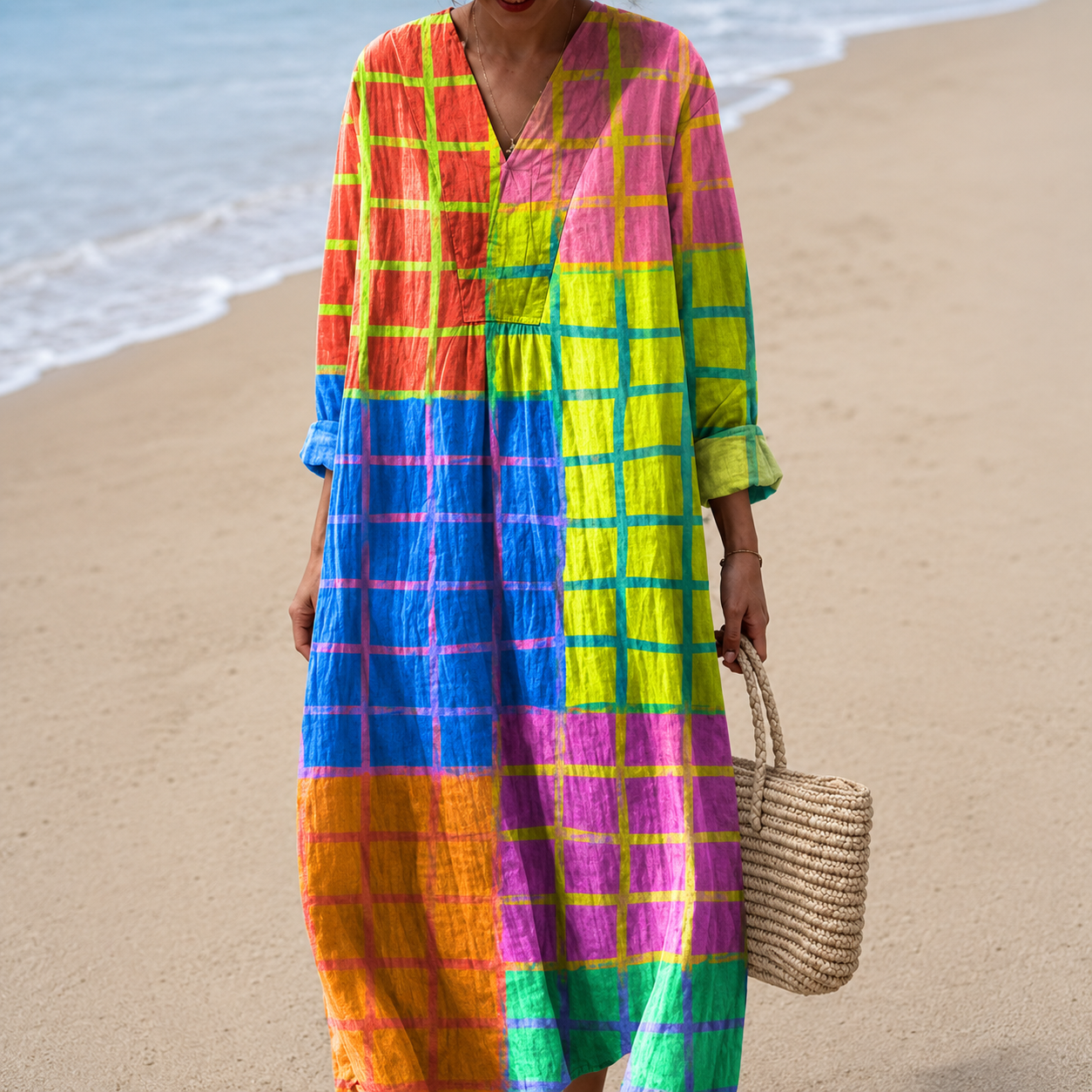 Lola - Vestido de Estampado Geométrico Retro