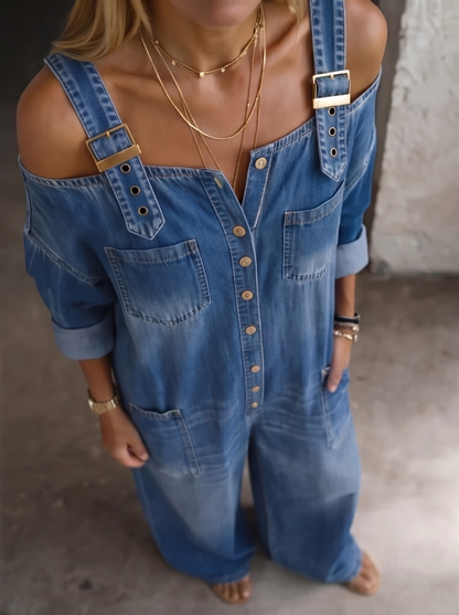 Mono Denim con Hombros Descubiertos