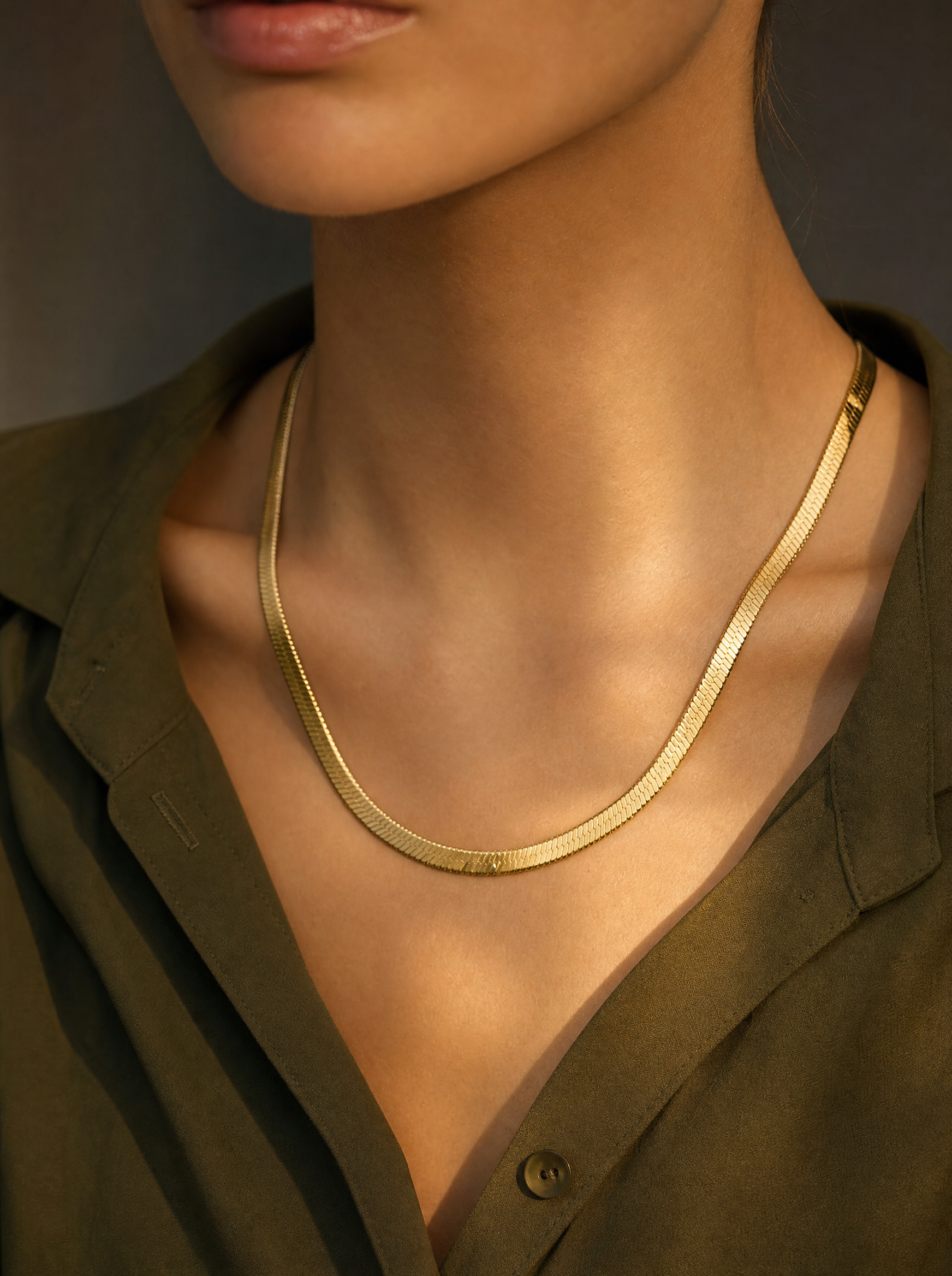 Collar Cadena Lisa Bañada en Oro - Vellum