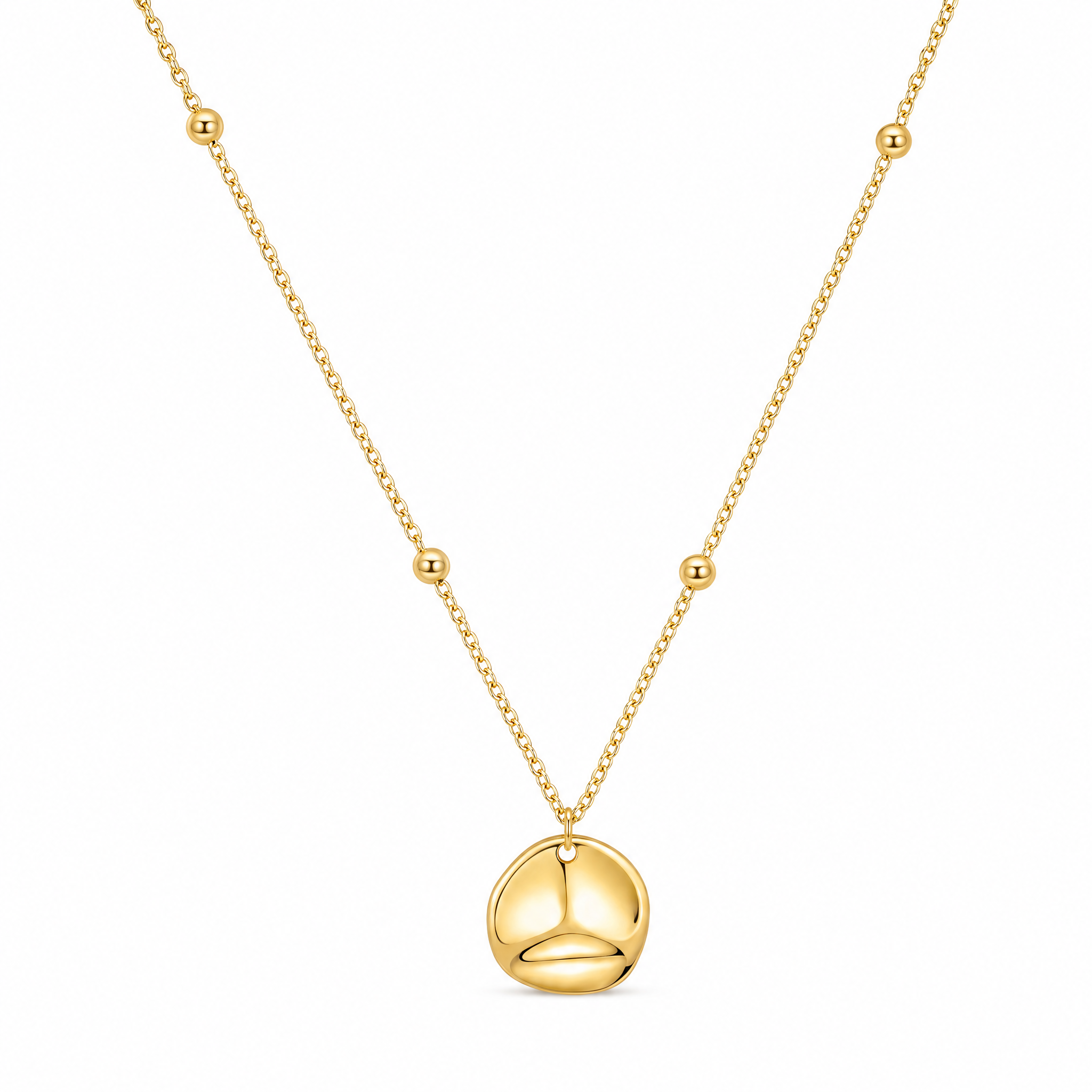 Collar Medalla Orgánica con Bolitas