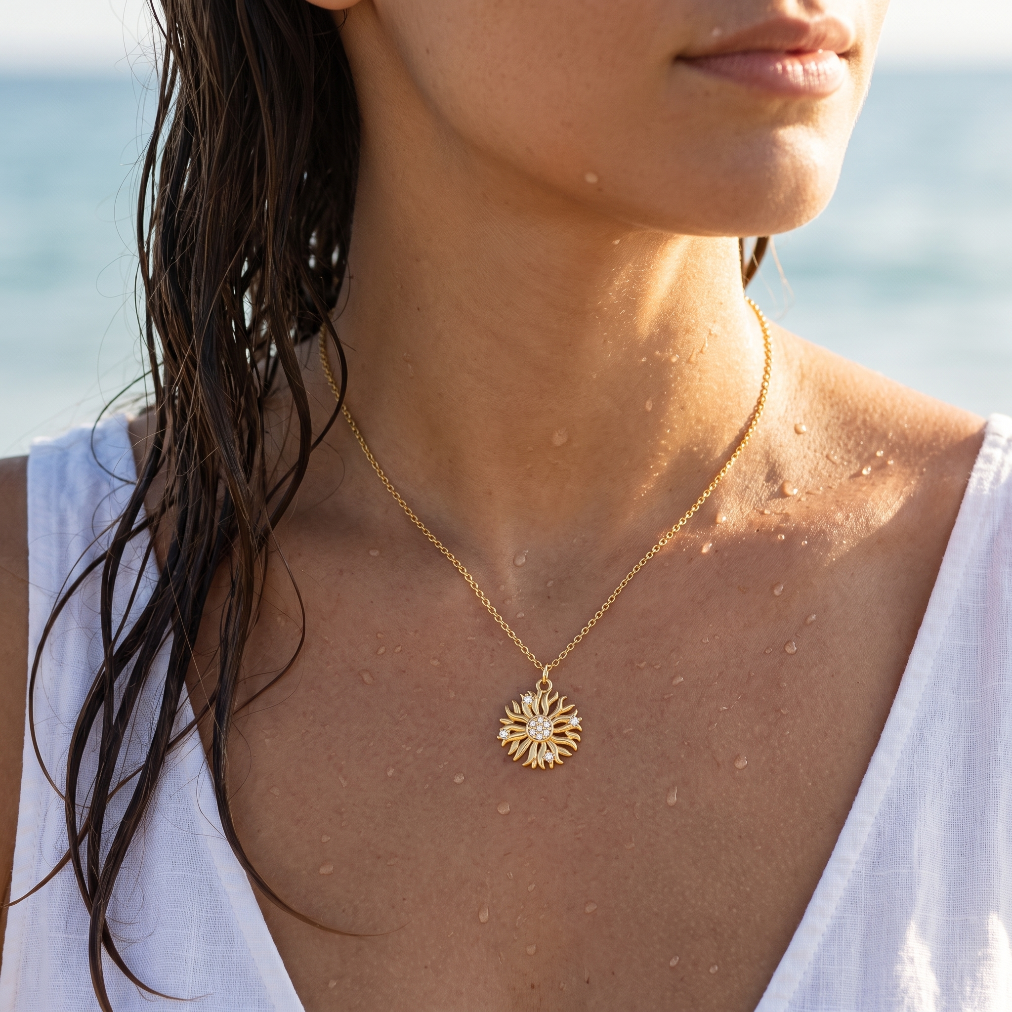 Collar Girasol con Circonitas